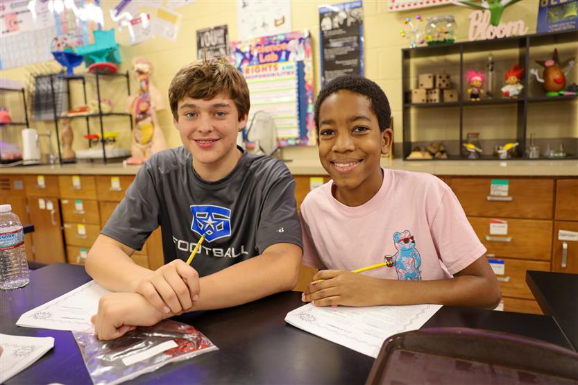 Grassland Middle students in science class